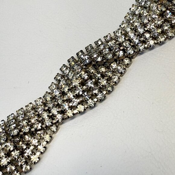 Kenneth Lane Rhinestone Twist Design Choker‎ Necklace Signed Silver-Tone Sparkle - Picture 7 of 7